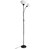 OUTON Stehlampe mit Leselampe Klassisch ，3000K-6000K Dimmbar mit Fernbedienung für ，Kommt mit 2 LED-Birnen, Büro,Standleuchten & Deckenfluter，Stehleuchte für Wohnzimmer, Schlafzimmer, ，Schwarz