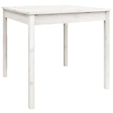 Gartentisch Küchentisch Esstisch aus Holz, Balkontisch Terrassentisch Holztisch Gartenmöbel für Balkon & Terrasse, Weiß 82,5x82,5x76 cm Massivholz Kiefer