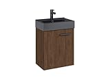 VBChome Badmöbel Set 45 cm Lincoln Antracit Matt Waschbecken mit Hängeschrank Badezimmerschrank mit Waschbecken Unterschrank Waschtisch 1-Türen Soft-Close Modern Elegant