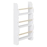 WOLTU Kinder Bücherregal Wandregal, Bücher-Organizer mit 3 Ablagen, Kinderregal für Buchaufbewahrung, aus Kiefernholz E1 MDF, für Kinderzimmer Spielzimmer, KR013ws