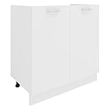 VCM Spülunterschrank Breite 80 cm Spülenschrank Unterschrank Spüle Küche Esilo Weiß