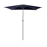 Flamme & Schatten rechteckig Outdoor Terrasse Markt Regenschirm 6 '6 x 10' mit Kurbel Lift, Push Button Tilt 6'6'x10' marineblau