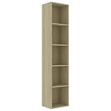 vidaXL Bücherregal 5 Fächer Standregal Aktenregal Wandregal Raumteiler Regal Raumtrenner Büroregal Mehrzweckregal Sonoma-Eiche 40x30x189cm Holzwerkstoff