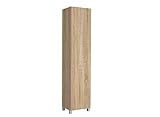 VBChome Hochschrank Eiche Sonoma 40 x 27 x 176 cm Badmöbel Standschrank Badschrank Standschrank auf den Füßen 2 Türen Badezimmerschrank Badregal 5 Fächer Eiche Sonoma