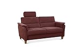 CAVADORE 3er-Sofa Palera mit Federkern / Kompakte Dreisitzer-Couch im Landhaus-Stil / inkl. 1 Kopfstütze / 179 x 89 x 89 / Mikrofaser, Rot