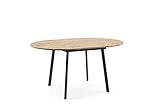 Polini Home Runder Esstisch Küchentisch Buren eiche Lancelot in Holzoptik ausziehbar 100 cm / 140 cm mit Tischbeinen in schwarz aus Metall