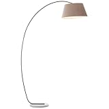 Lightbox dekorative Bogenlampe - Stehleuchte mit elegantem Stoffschirm, schwenkbarem Kopf und Fußschalter - Beton/Metall/Textil - 2,0m Höhe