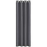 PONY DANCE Verdunkelungsvorhang Grau - 1 Stück H 210 x B 132 cm Thermovorhang Hitzeschutz Wohnzimmer Gardinen mit Ösen Türvorhang Kinderzimmer Junge Ösenvorhang