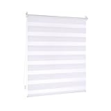 Victoria M. Doppelrollo Klemmfix Duo-Rollo Klemmmontage ohne Bohren für Fenster und Tür Lichtdurchlässig und Verdunkelnd mit Kettenzug, 120 x 150 cm Weiß