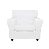Samt-Stretch-Sofabezug für 1/2/3 Sitze, Couchbezug mit separaten Kissenbezügen, weicher, Rutschfester Möbelschutz für Wohnzimmer, weiß, klein