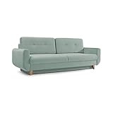 mb-moebel Sofa mit Schlaffunktion und Bettkasten, Couch für Wohnzimmer, Schlafsofa Federkern Sofagarnitur Polstersofa Wohnlandschaft mit Bettfunktion - 232x91x89 - Saphir - Mint