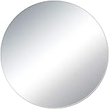JUNZAI Wandmontierter Kosmetikspiegel, Kreis, großer, prägnanter Glas-Badezimmerspiegel, rahmenloser, wandmontierter, runder, silberner HD-Spiegel für Schlafzimmer, Wohnzimmer, Flur, Kosmetiksp