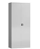 Aktenschrank Metallschrank abschließbar mit 2 Türen, 4 Fachböden 1800 x 800 x 380mm (RAL 7035/7035 lichtgrau/lichtgrau)
