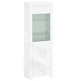 ok-living OKL Vitrinenschrank Bücherschrank Linola klassisches Design Standvitrine Stauraum Glasschrank mit vielen Fächern Aufbewahrung Weiß Hochglanz