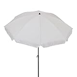 acamp Sonnenschirm rund ø 180 cm Solaris | Made in EU | Sonnenschutzfaktor (UPF) 50+ | Stahlrohr-Gestell wetterfest | Bezug wasserabweisend | Terrassenschirm mit Knick-Gelenk | Natur-Weiß