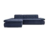 DOMO Collection Ecksofa Moric / Eckcouch mit Bett / Sofa mit Schlaffunktion in L-Form Couch mit Armlehnfunktion/ 300x172x80 cm / Schlafsofa in dunkel blau