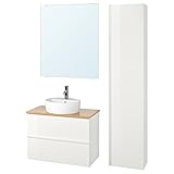 Ikea GODMORGON/TOLKEN/TÖRNVIKEN Badmöbel 6er Set 82 cm Weiß Hochglanz Bambus Dalskär Wasserhahn