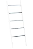 CLP Holzleiter Mariette V2 I Dekoleiter Mit Fünf Sprossen I Leiter Aus Blauglockenholz I Handtuchhalter, Farbe:weiß/grau