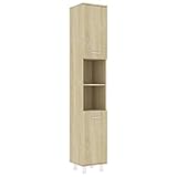 vidaXL Badezimmerschrank 6 Fächer 2 Türen Badschrank Badregal Badmöbel Schrank Badezimmer Regal Hochschrank Sonoma-Eiche 30x30x179cm Holzwerkstoff