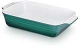 KHG Auflaufform groß 40 cm mit 3 Liter in Türkis für 4-6 Personen | Ofenform aus Keramik Steingut rechteckig & kratzfest | Backform für Lasagne Tiramisu Aufläufe & mehr