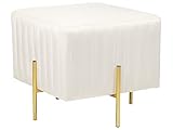 Beliani Pouf Creme 45 x 45 cm goldene Metallbeinen Samtstoff Dayton