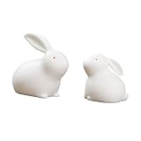 Warmhm 2 Stück Keramik-Kaninchen-Ornamente Hasen-Statue Hasen-Ornament Osterhase Miniatur-Miniture-Dekoration Babypuppe Keramik-Kaninchen-Dekorationen Winziger Hase Weiß