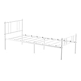 DORAFAIR Einzelbett Metallbett mit Lattenrost, Kinderbett Jugendbett Bettgestelle für Gästezimmer Schlafzimmer, 90 x 200 cm,Weißer Bett