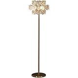 OLOTU Deckenfluter Stehlampe Kristall Stehlampe Hexagonal Glas Lampenschirm Aufbewahrungslampe Elegantes Gold Modernes Stehlicht für Schlafzimmer Stehleuchte