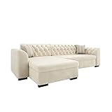 Ecksofa Lerito, Eckcouch mit Schlaffunktion und Bettkasten, Bettsofa mit Kissen, Freistehendes Ecksofa, L-Form Sofa, Polstergarnitur (Magic Ve. 2250 + Magic Ve. 2250 + Senegal 825, Seite: Links)