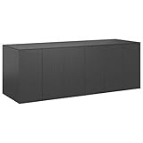 JUNZAI Garten-Kissenbox, Gartenbox, Auflagenbox, Gartenschrank, Balkonschrank, Aufbewahrungsbox, Gartenkiste, Balkon Schrank, Outdoor Box, PE Rattan 291x100,5x104 cm Schwarz