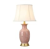 Tischleuchte Wohnzimmer Nachttischlampe Nachttischlampe Stoff Lampenschirm Schlafzimmerlampe Amerikanischer Stil Kupfer Keramik Nachttisch Schreibtischlampe Schlafzimmer Wohnzimmer ( Size : Push butto