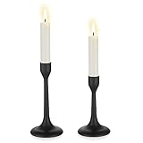 Romadedi Metall Kerzenhalter Schwarz Kerzenständer - 2er Set Kerzen Ständer Stabkerze Moderne Deko für Halloween Weihnachten Dekoration Advent Tischdeko