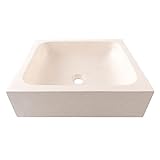 wohnfreuden Aufsatz-Waschbecken Naturstein 46 cm eckig aus Terrazzo Stein Creme