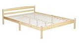 H.J WeDoo Bettgestell für Doppelbett, aus Massivholz, mit Lattenrost, großer Stauraum unter dem Bett, geeignet für Erwachsene und Kinder und Jugendliche, 140 x 190 cm – Beige