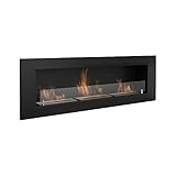 AARON HOME Milano Ethanol Kamin, Wandmontiert, Edelstahl, 128x42cm (Schwarz)