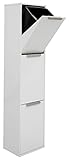 ARREGUI Ecoclas CR301-E Recycling Abfalleimer/Mülleimer aus Stahl, Mülltrennsystem mit 3 entnehmbaren Inneneimern aus Kunststoff mit Griff 3 x 17L (51 L), weiß