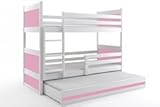 Bett Triple Rico für Kinder 160 x 80 weiß/pink + Matratzen gratis