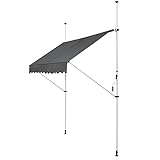 Juskys Klemmmarkise 300 x 120 cm mit Handkurbel - Markise ohne Bohren - höhenverstellbar, UV-beständig & wasserabweisend - Balkonmarkise Balkon grau