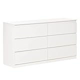 HOMCOM Kommode Schubladenschrank Beistellschrank mit 6 Schubladen Anti-Kipp Spanplatte Weiß 138 x 40 x 77 cm