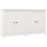 Vintage Anrichte Buffet Beistellschrank Landhausstil Sideboard mit Türen & Regal, Lowboard Küchenschrank für Küche und Wohnzimmer, Weiß 70x35x80 cm Massivholz Kiefer