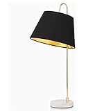 PAREKS Lampe Schreibtischlampen Nachttischlampe aus Metall, antike Messing-Tischlampe, Moderne Schreibtischlampe for Schlafzimmer, Wohnzimmer, Kinderzimmer, Wohnheim, Büro, Bettlampe (Color : Nero)