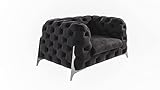 S-Style Möbel Rocky Sessel Stuhl Wohnzimmer Chesterfield Loungesessel Clubsessel Polstersessel Cocktailsessel Wartezimmer Einzelsessel Möbel Sofa Sessel & Stühle Lounge Schwarz 130x100x73 cm