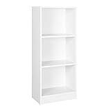 VASAGLE Bücherregal, Regal mit 3 Fächern, Standregal, mit höhenverstellbaren Ablagen, für Wohnzimmer, Kinderzimmer, Büro, 24 x 40 x 93 cm, weiß LBC103W