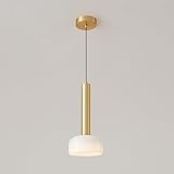 PARREN Moderne LED-Pendelleuchte mit Glasschirm, minimalistische Deckenleuchte aus Messing, Hängeleuchte für Zuhause, Schlafzimmer, Nachttisch, Hängeleuchte, Innenflur, verstellbare Beleuchtungskörper