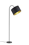 lightling Bogenleuchte Benny mit Stoffschirm schwarz matt und Innenseite in Farbe Gold, Korpus Metall schwarz, exkl. 1 x E27 (max. 60W), Höhe: 156 cm, Ausladung: 63 cm