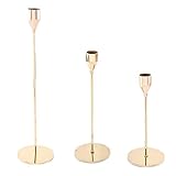 Spitzkerzenhalter, Kerzenhalter-Set Mit 3 Stück Für Spitzkerzen, Dekorativer Kerzenständer aus Metall Für Hochzeit, Abendessen, Party