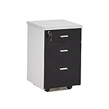 FIONEL Aktenschrank Rollcontainer Rollender Aktenschrank mit Schloss, vertikaler Aktenschrank mit 3 Schubladen, unter dem Schreibtisch, Aktenschrank for Briefe/Dokumente Büroschrank (Color : A)