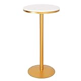 Runder Bartisch, Cocktailtisch, Moderne Möbel mit goldenem Metallsockel und Marmorplatte, 21,7-Zoll-Marmorplatte, leicht zu reinigen, geeignet für Wohnzimmer, Café, Balkon