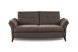 CAVADORE 3er Sofa Grönland / Skandinavische 3-Sitzer-Couch mit Federkern + Sitztiefenverstellung / 193 x 90 x 102 / Flachgewebe, Braun