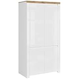 OKL Schlafzimmer-Garderobe Vitesse Kleiderschrank für Schlafzimmer Ablageschrank mit Türen Garderobenschrank Schlafzimmerschrank 106 x 202 x 56 cm - weiß